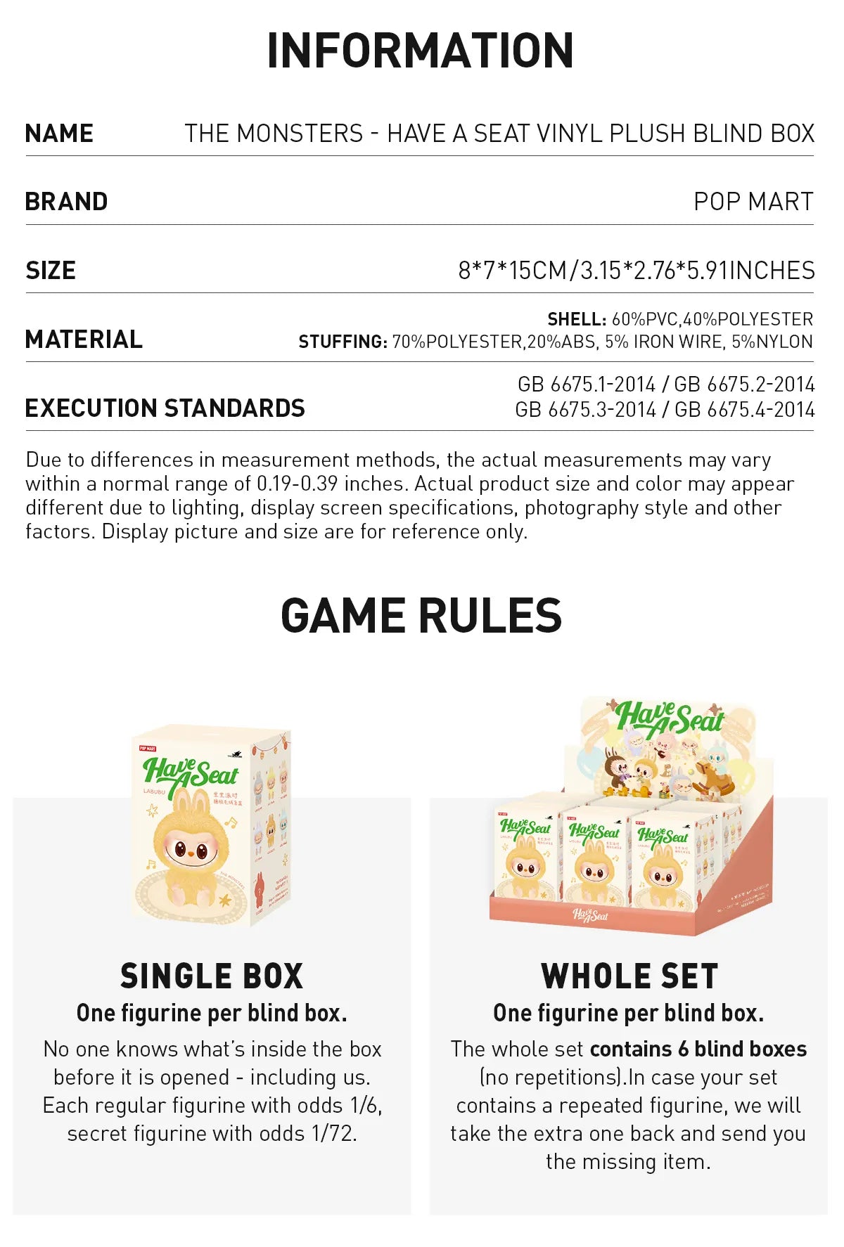 POP MART THE MONSTERS - Have a Seat Series - Blind Box